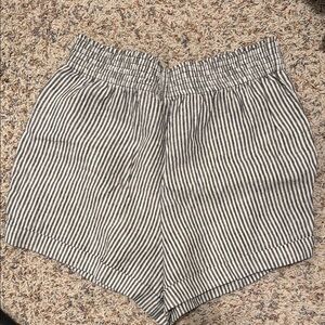 Reformation Linen Striped Blue and White Women Shorts